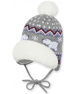 Зимна плетена бебешка шапка Sterntaler - Мечета,  47 сm,  9-12 м
