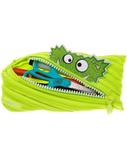 Ученически несесер Zipit - Говорещо чудовище, среден, светлозелен