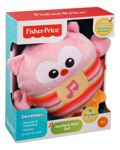 Плюшена играчка Fisher Price - Сова, музикална, със светещо коремче - 3