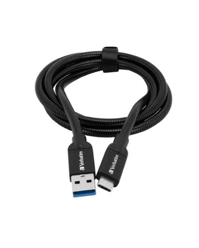 Кабел Verbatim - 2075100185, USB-A/USB-C, 1 m, черен - 1