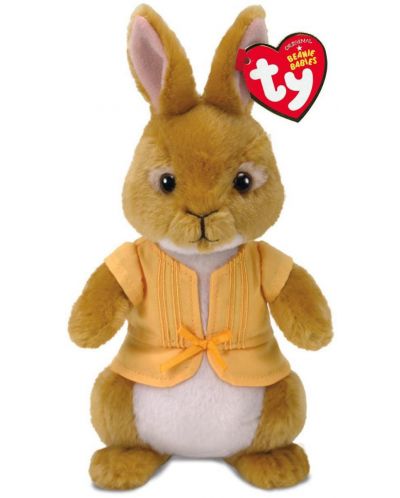 Плюшена играчка TY Toys - Зайчето Питър с жълто якенце, 15 cm - 1