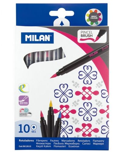 Флумастери-четка Milan – 10 цвята - 1