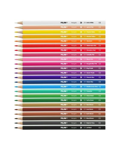 Комплект цветни молива Milan - Триъгълни, 24 цвята - 2