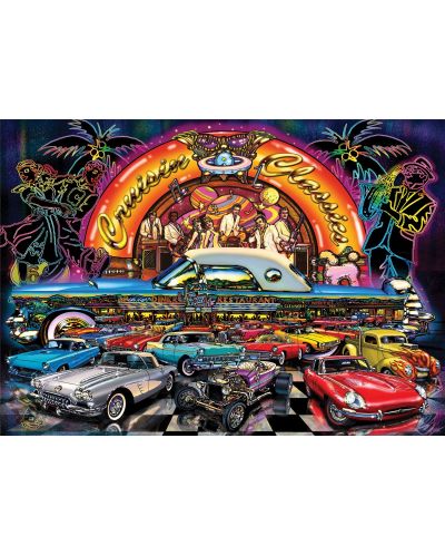 Неонов пъзел Art Puzzle от 1000 части - Класически автомобили, Луис Т. Джонсън - 3