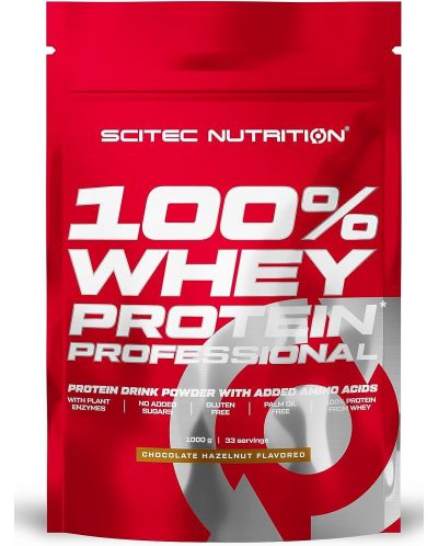 100% Whey Protein Professional, шоколад и лешник, 1000 g, Scitec Nutrition - 1