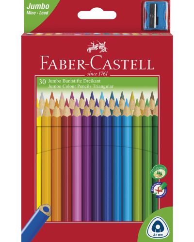 Цветни моливи Faber-Castell - 30 броя, с острилка - 1