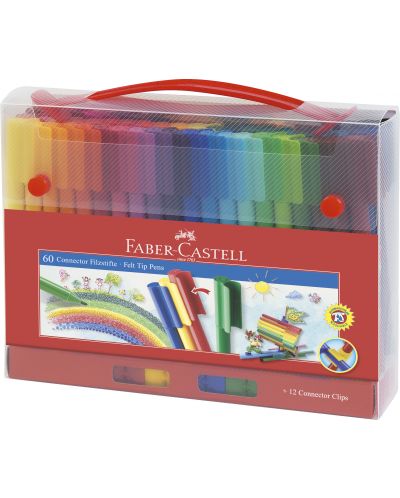 Цветни флумастери Faber-Castell Connector - 60 броя - 1