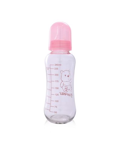 Стъклено Шише Lorelli Baby Care - 240 ml, розово