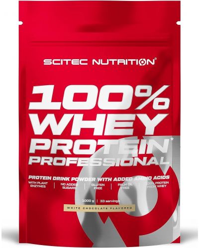 100% Whey Protein Professional, бял шоколад, 1000 g, Scitec Nutrition - 1
