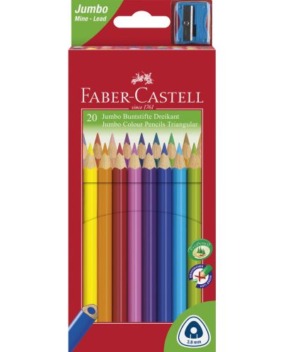 Цветни моливи Faber-Castell - 20 броя, с острилка - 1