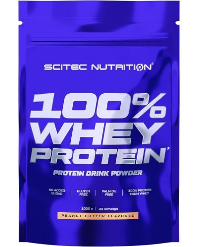 100% Whey Protein, бял шоколад, 1000 g, Scitec Nutrition - 1