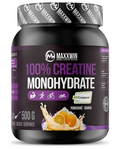 100% Creatine Monohydrate, портокал, 500 g, Maxxwin - 1