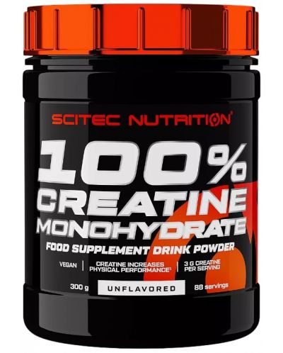 100% Creatine Monohydrate, неовкусен, 300 g, Scitec Nutrition - 1