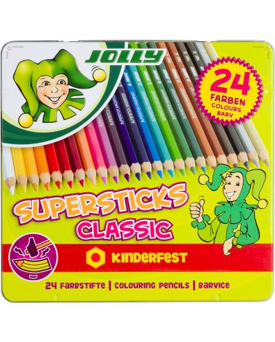 Цветни моливи JOLLY Kinderfest Classic в метална кутия – 24 цвята - 1