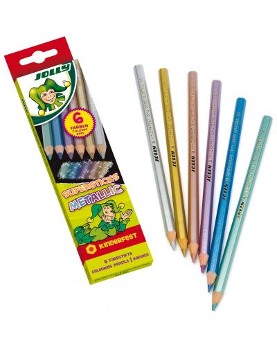 Цветни моливи JOLLY Kinderfest Metallic – 6 цвята  - 1
