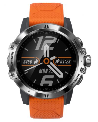 Смарт часовник Coros - Vertix, 1.2", сребрист/oранжев - 3