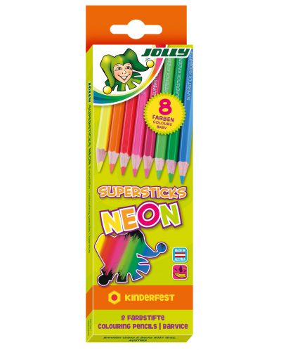 Цветни моливи JOLLY Kinder Neon MIX – 8 цвята - 1