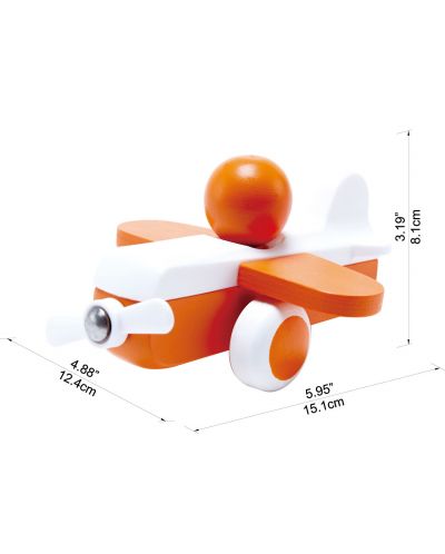 Дървена играчка Hape - Самолетче, оранжево - 4