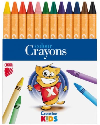 Пастели ICO Creative Kids - Восъчни, 12 цвята - 1