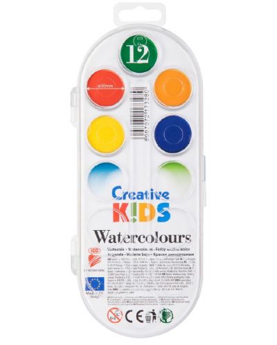 Акварелни бои ICO Creative Kids - 12 цвята по 30 mm - 1