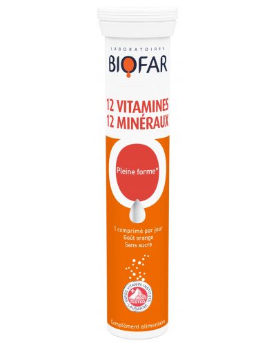 12 Vitamines + 12 Mineraux, 20 ефервесцентни таблетки, Biofar - 1