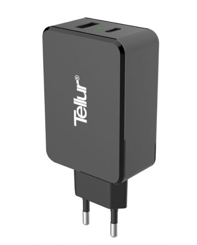 Зарядно устройство Tellur - AC Charger QC 3.0, USB-A/C, 30W, черно - 3