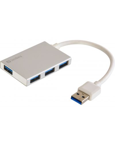 USB хъб Sandberg -  SNB-133-88, 4 порта, USB 3.0, бял - 1