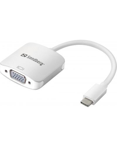 Адаптер Sandberg - USB-C/VGA, бял - 1