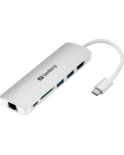 USB хъб Sandberg - 136-18, 5 порта, сив - 1