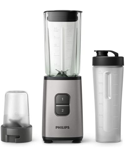 Блендер Philips - HR2605, 0.9 l, 2 степени, 350W, сив