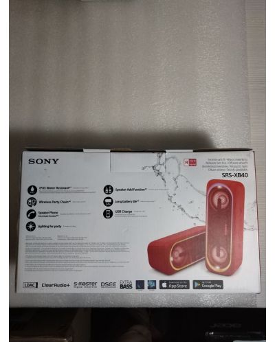 Мини колонка Sony SRS-XB40 - червена (разопакован) - 3