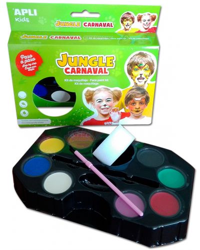 Комплект бои за лице APLI Kids - Джунгла, 8 цвята