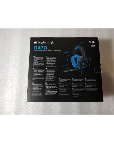 Гейминг слушалки Logitech G430 - 7.1 Surround, черни/сини (разопакован) - 3