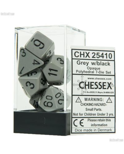 Комплект зарове Chessex Opaque Poly 7 - Grey & Black (7 бр.) - 1