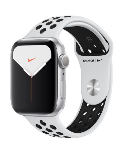 Смарт часовник Apple - Nike S5, 44mm, сребрист с бяла каишка - 1