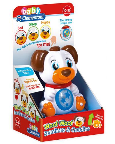 Детска играчка Clementoni Baby - Куче с въртящи очи, звук и светлина - 1