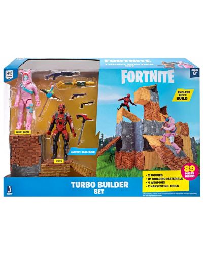Комплект фигури Jazwares Fortnite - Turbo Builder Set, с 2 фигурки Rabbit Raider и Vertex, 89 части