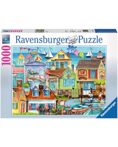 Пъзел Ravensburger от 1000 части - Къщи около кей