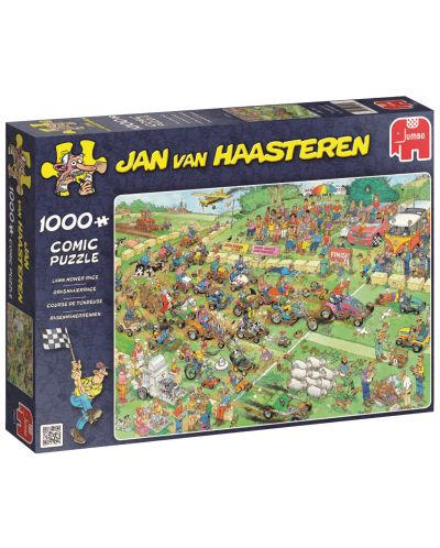 Пъзел Jumbo от 1000 части - Състезание с косачки, Ян ван Хаастерен - 1