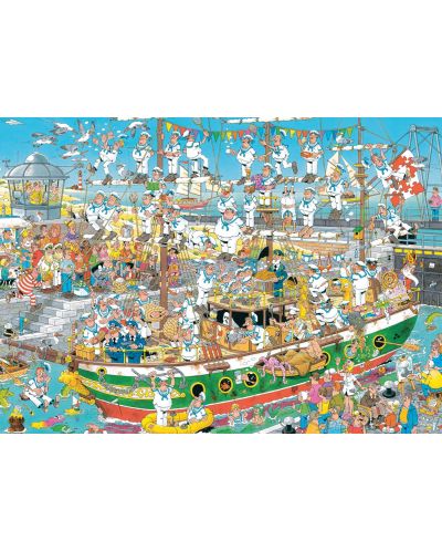 Пъзел Jumbo от 1000 части - Хаос на пристанището, Ян ван Хаастерен - 2
