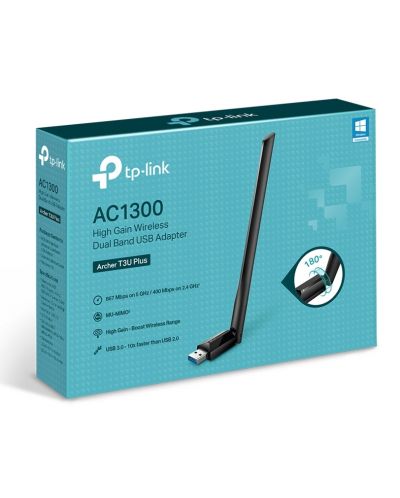 Безжичен USB адаптер TP-Link - Archer T3U Plus, 1.3Gbps, черен - 2