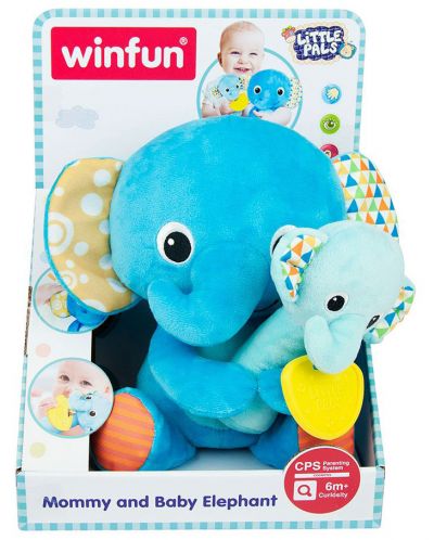 Плюшена играчка с дрънкалка Winfun Little Pals -  Слон с бебе слонче - 2