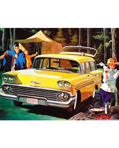 Мини пъзел New York Puzzle от 100 части - Автомобилен къмпинг, Brookwood Wagon, 1958 - 1
