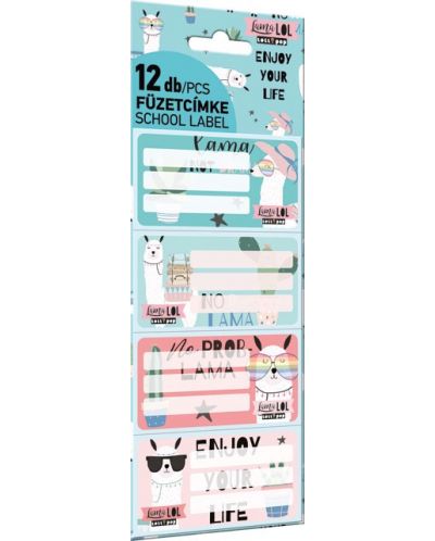 Ученически етикети Lizzy Card - Lama LOL, Lollipop, 12 броя - 1