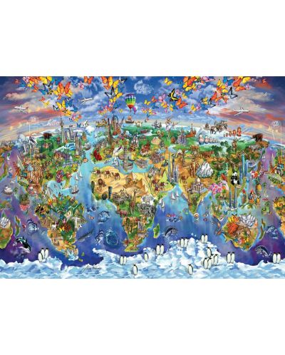 Пъзел Art Puzzle от 2000 части - Илюстрована карта на световните съкровища, Мария Рабински - 2