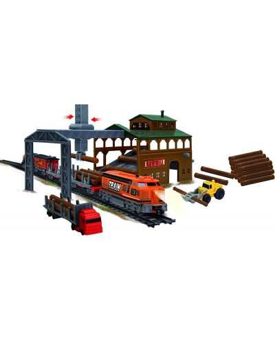 Игрален  комплект Power Train World - Товарен влак с дъскорезница, 450 cm - 3