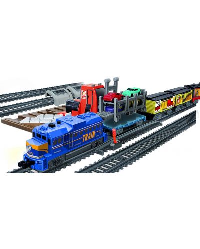 Игрален  комплект Power Train World - Влак с вагон автовоз, 304 cm x12 - 3