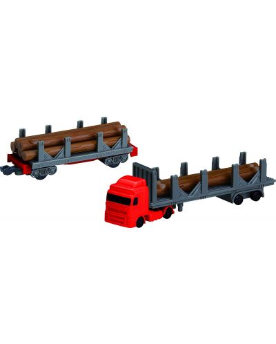 Игрален  комплект Power Train World - Товарен влак с дъскорезница, 450 cm - 4