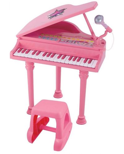 Детски роял WinFun - С микрофон и стол, розов - 1