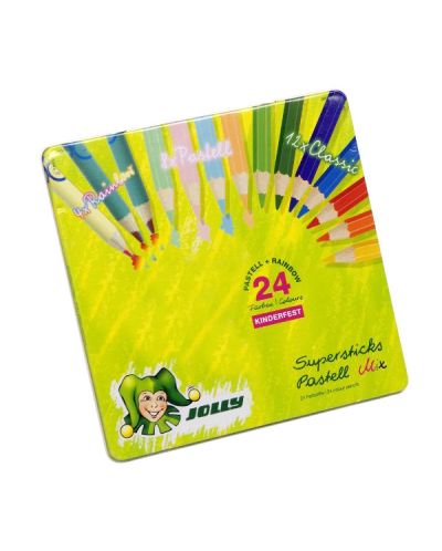 Комплект цветни моливи Jolly Kinderfest Pastell Mix – 24 цвята, метална кутия - 1